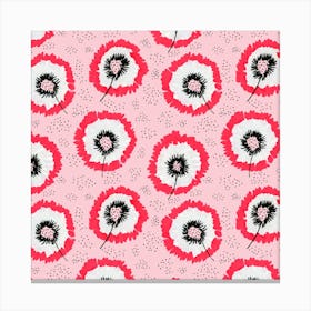 Gray Red On Pink Flower Fringes Polka Dot Canvas Print