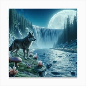 Wolf on the Riverbank 5 Canvas Print
