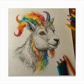 Rainbow Goat 4 Canvas Print