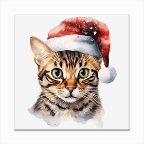 Bengal Cat In Santa Hat 8 Canvas Print