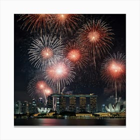 Fireworks In Singapore Canvas Print