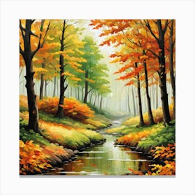 Forest In Autumn In Minimalist Style Square Composition 337 Canvas Print