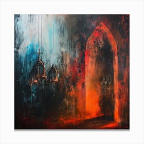 Sanctuary's Shadow: Between Devotion and Desolation. Canvas Print