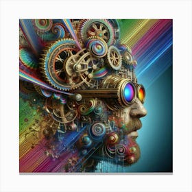 Man With Gears On His Head Canvas Print