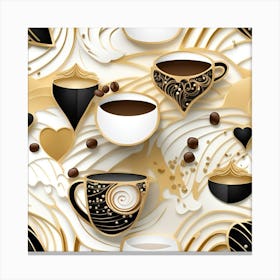 Seamless Pattern With Coffee Cups Canvas Print