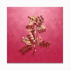 Vintage Siberian Pea Tree Botanical in Gold on Viva Magenta n.0125 Canvas Print