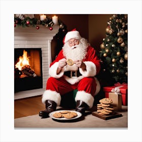 Santa Claus Eating Cookies 12 Canvas Print