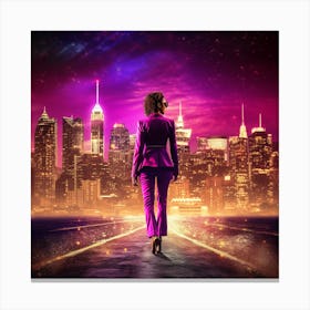 Woman Walking In The City Canvas Print