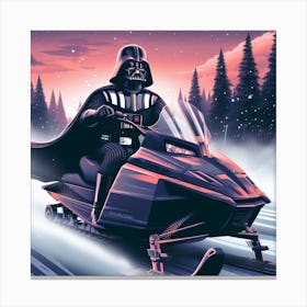 Darth Vader Riding A Snow Mobile Star Wars Art Print Canvas Print