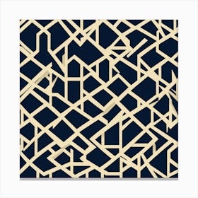 Mid Century pattern, Simple Shapes Of Geometry Design, Flat Art, Deep Navy Blue, 201 Canvas Print