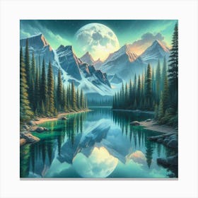 Full Moon In The Mountains Canvas Print