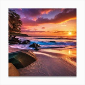 Sunset On The Beach 394 Canvas Print