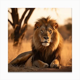 Lion on Savannah Canvas Print