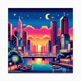 8-bit city skyline Canvas Print