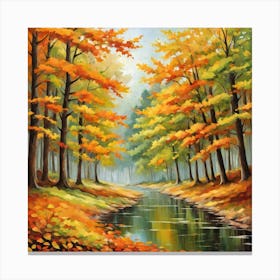 Forest In Autumn In Minimalist Style Square Composition 15 Canvas Print