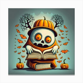 Skeleton Reading A Book Canvas Print