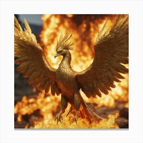 Golden Fire Phoenix Canvas Print