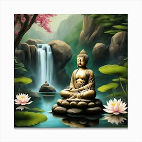 Buddha In The Water Canvas Print