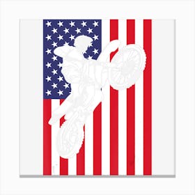 American Flag Motorcycle 4th Of July Patriotic Canvas Print