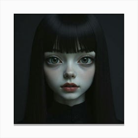 Girl With Black Hair Canvas Print