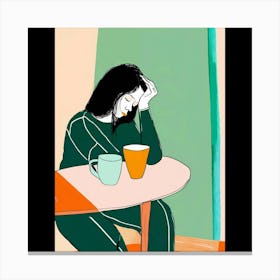 Girl Sitting At A Table Canvas Print