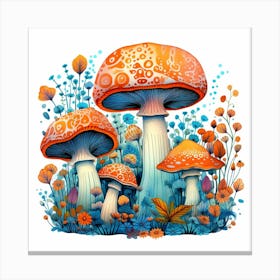 Mushrooms In The Meadow 5 Canvas Print