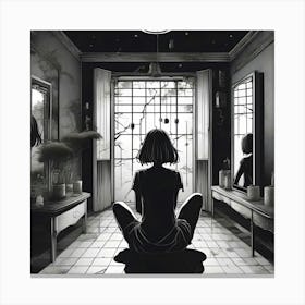 Manga Girl In A Room 3 Canvas Print