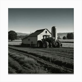 Farm Tractor In The Field Canvas Print