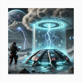 A Sci Fi Depiction Of Anti Storm Emitters Canvas Print