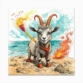 Goat On The Beach 1 Canvas Print