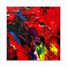 Abstract Painting, Oil On Canvas, Red Color Canvas Print