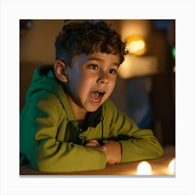 Boy Reacting To A Surprise Canvas Print