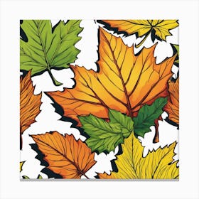 Autumn Leaves Seamless Pattern 6 Canvas Print