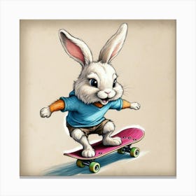 Bunny Skateboarding 1 Canvas Print