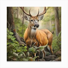 Deer In The Woods Canvas Print