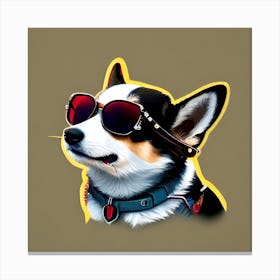 Corgi In Sunglasses 45 Canvas Print