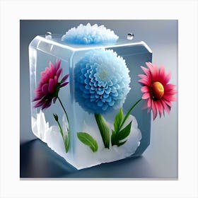 Flowers In Ice Cube 5 Canvas Print