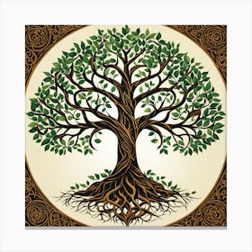 Tree Of Life, A Tree Of Life With Interconnected Roots And Branches Representing Unity And Growth 4 Canvas Print