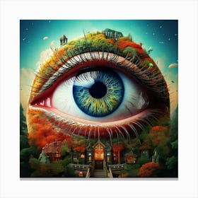 Firefly Surreal Building Sized Eye With Seasonal Layers 47442 Canvas Print