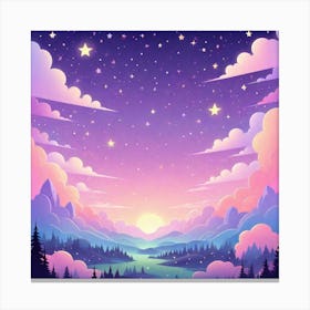 Sky With Twinkling Stars In Pastel Colors Square Composition 62 Canvas Print
