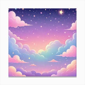 Sky With Twinkling Stars In Pastel Colors Square Composition 194 Canvas Print