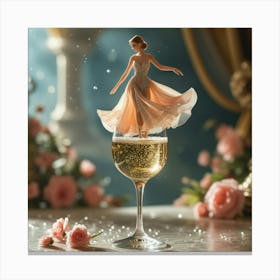 Whimsical Elegance: A Woman in Sparkling Gown Canvas Print