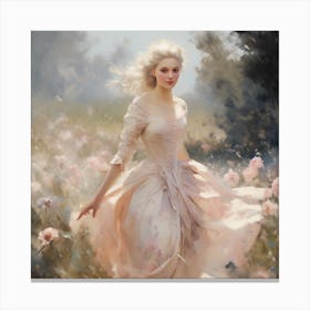 Girl In A Pink Dress Canvas Print