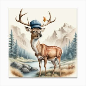 Deer With Hat Canvas Print