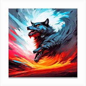 Two Wolves On Fire Canvas Print