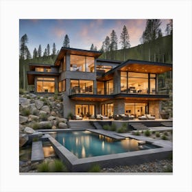 Modern Home In The Mountains Canvas Print