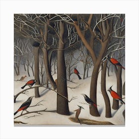 Birds In The Snow - Francis Glow Canvas Print