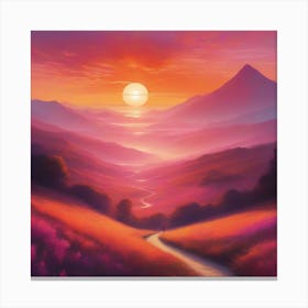 Sunset Over The Mountains Canvas Print