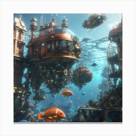 An Underwater Steampunk City 2 Canvas Print