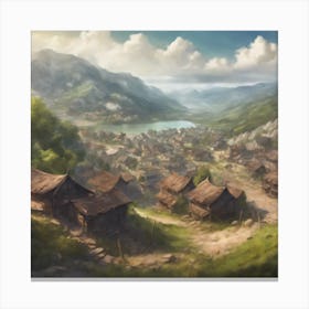 Village In The Mountains Canvas Print